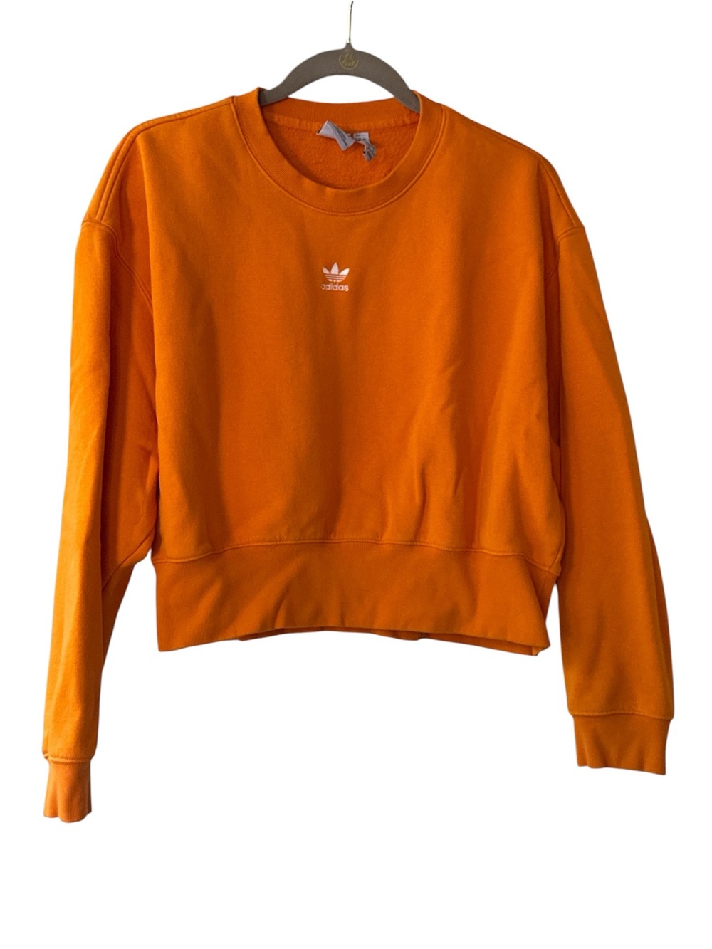 🧡 Adidas Originals Cropped Orange Crewneck Sweatshirt – Size Small